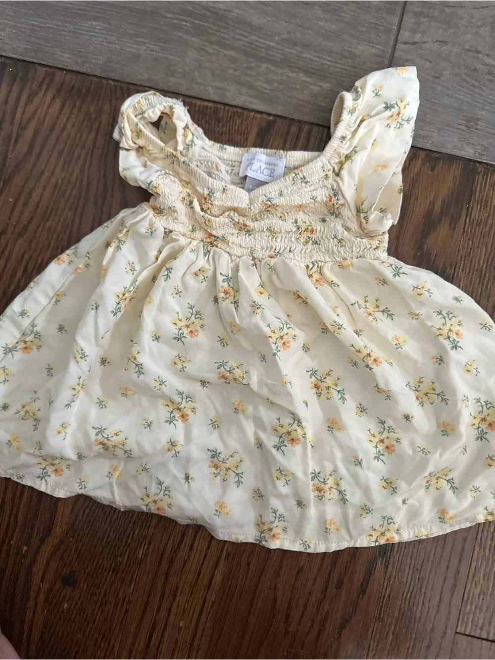 The Children's Place Pale Yellow Floral Smocked Dresso